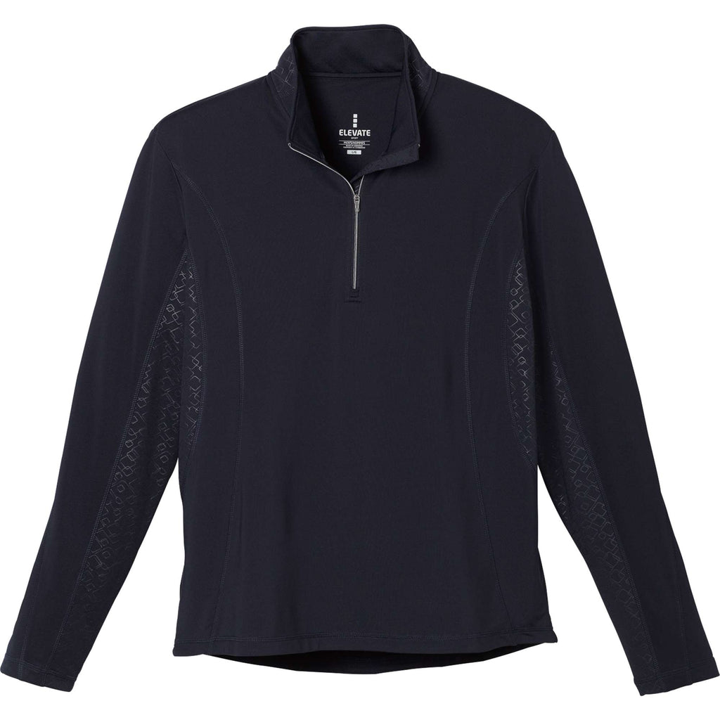 Caltech Knit Quarter Zip for Men Embroidery - Navy - Front Flat