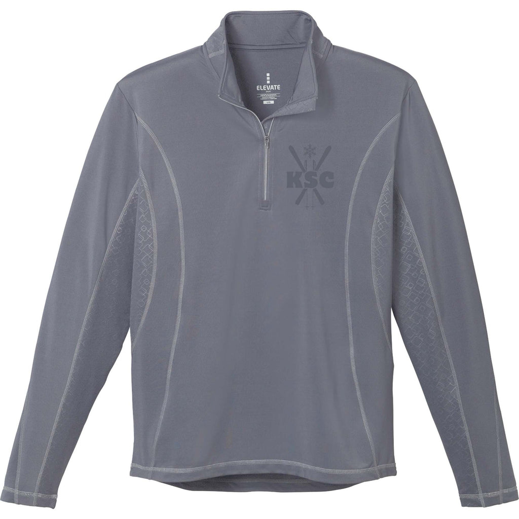 Caltech Knit Quarter Zip for Men Embroidery - Steel Grey - Flat