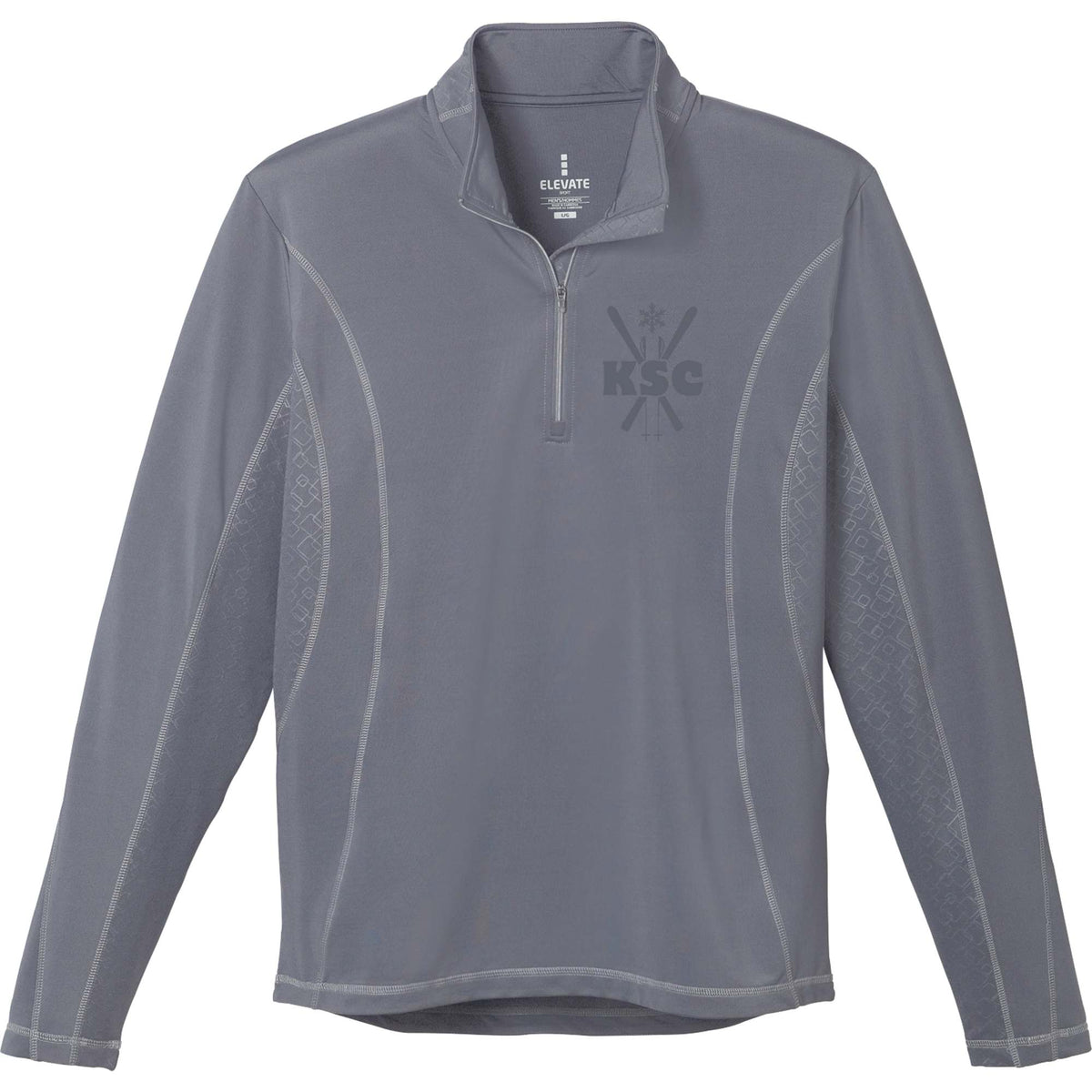 Caltech Knit Quarter Zip for Men Embroidery - Steel Grey - Flat
