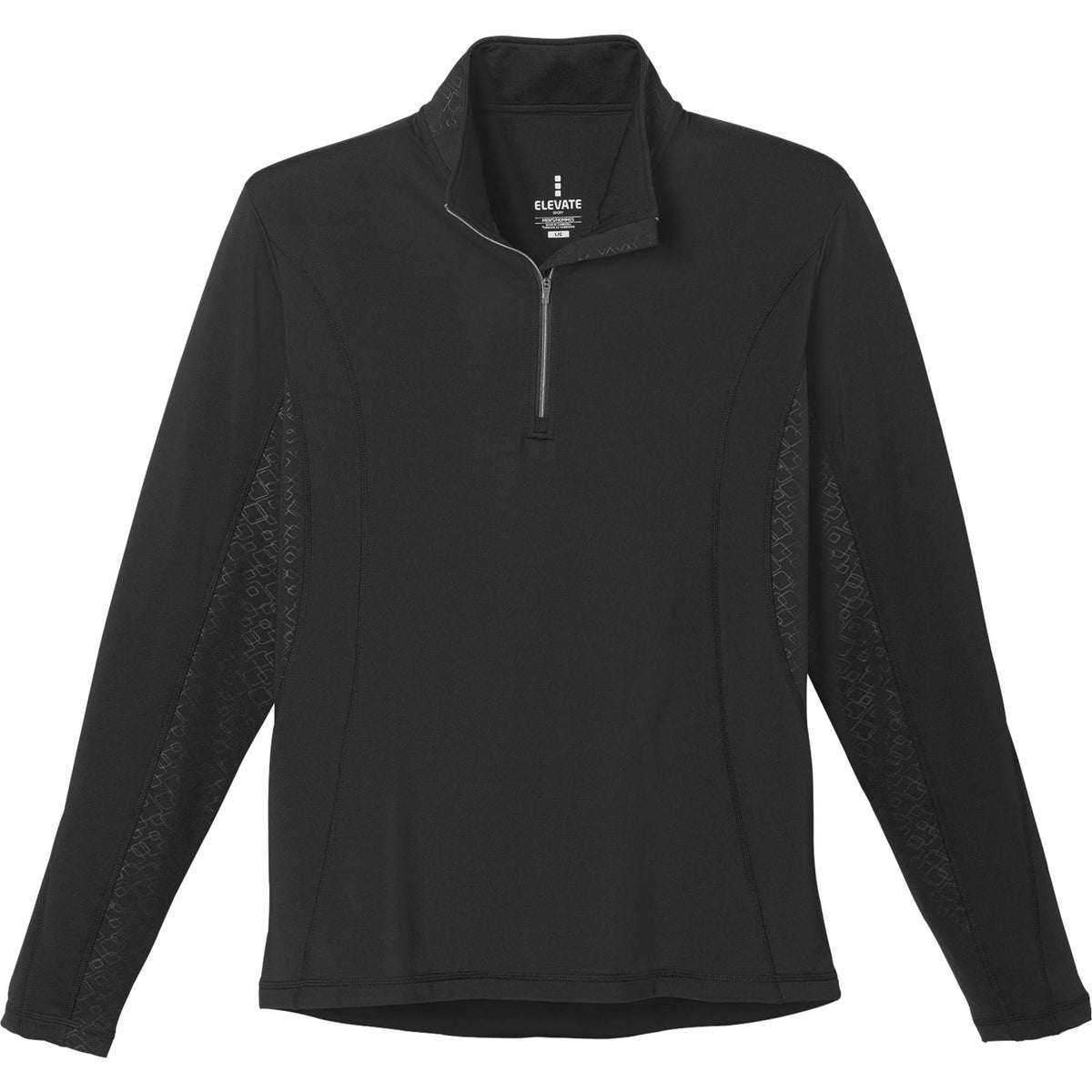 Caltech Knit Quarter Zip for Men Laser Engraving - Black - Front Flat 2