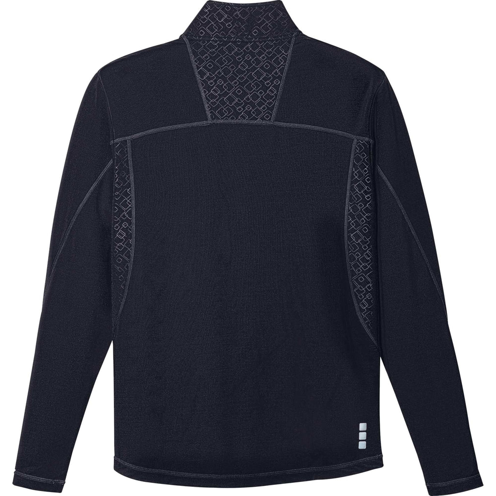 Caltech Knit Quarter Zip for Men Laser Engraving - Navy - Back Flat