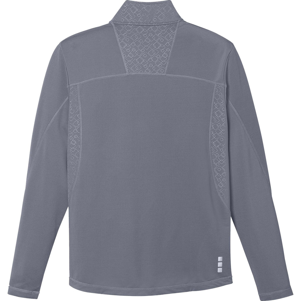 Caltech Knit Quarter Zip for Men Laser Engraving - Steel Grey - Back Flat