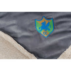 Cambridge Oversized Sherpa Blanket, 72 x 60 Inches Embroidery - Gray - Detail