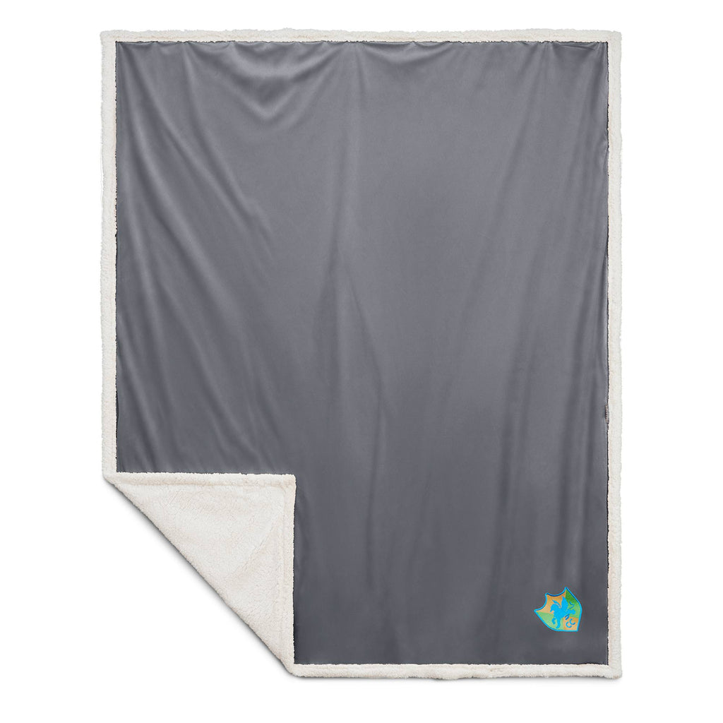 Cambridge Oversized Sherpa Blanket, 72 x 60 Inches Embroidery - Gray - Front 3