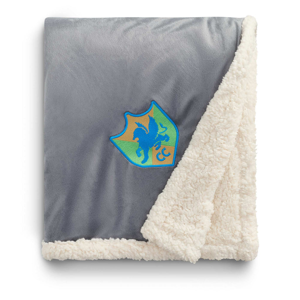 Cambridge Oversized Sherpa Blanket, 72 x 60 Inches Embroidery - Gray - Front 5