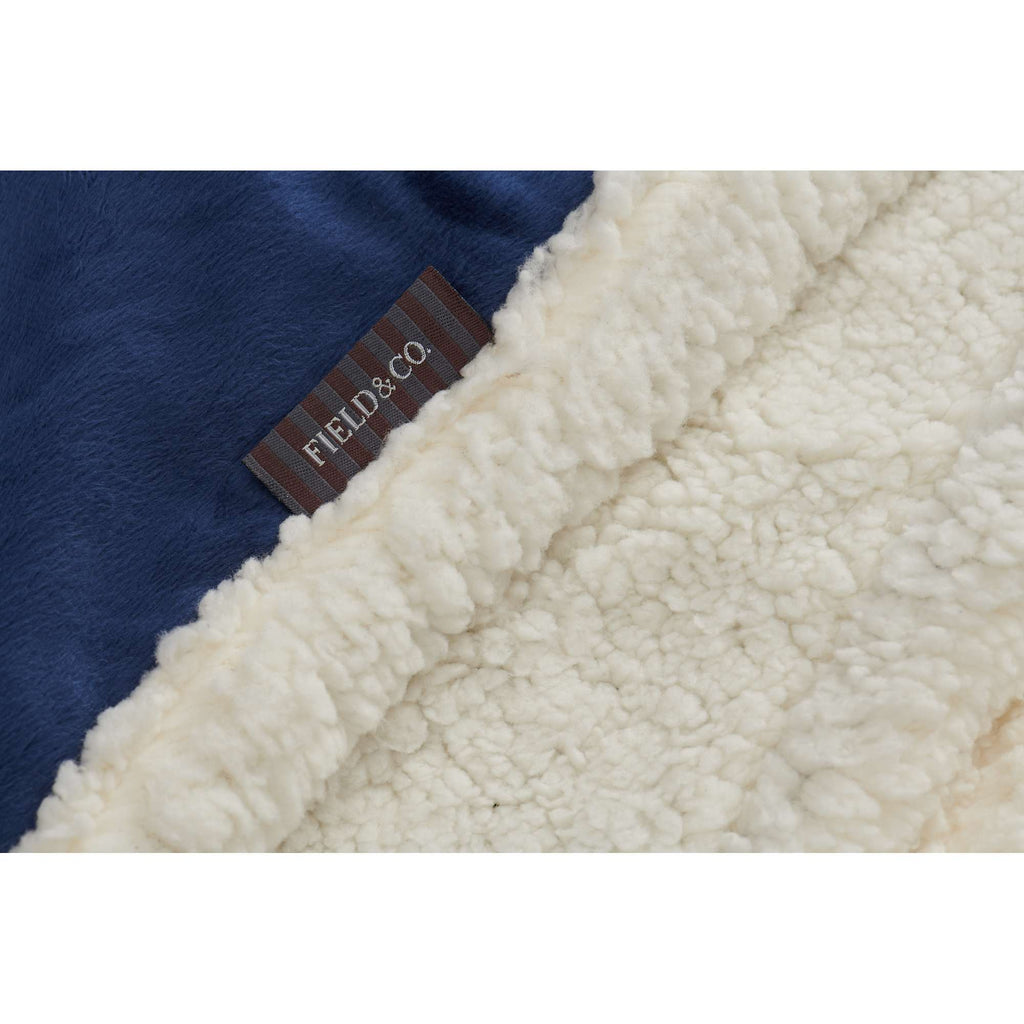 Cambridge Oversized Sherpa Blanket, 72 x 60 Inches Embroidery - Navy - Detail 2