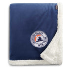 Cambridge Oversized Sherpa Blanket, 72 x 60 Inches Embroidery - Navy - Front 2