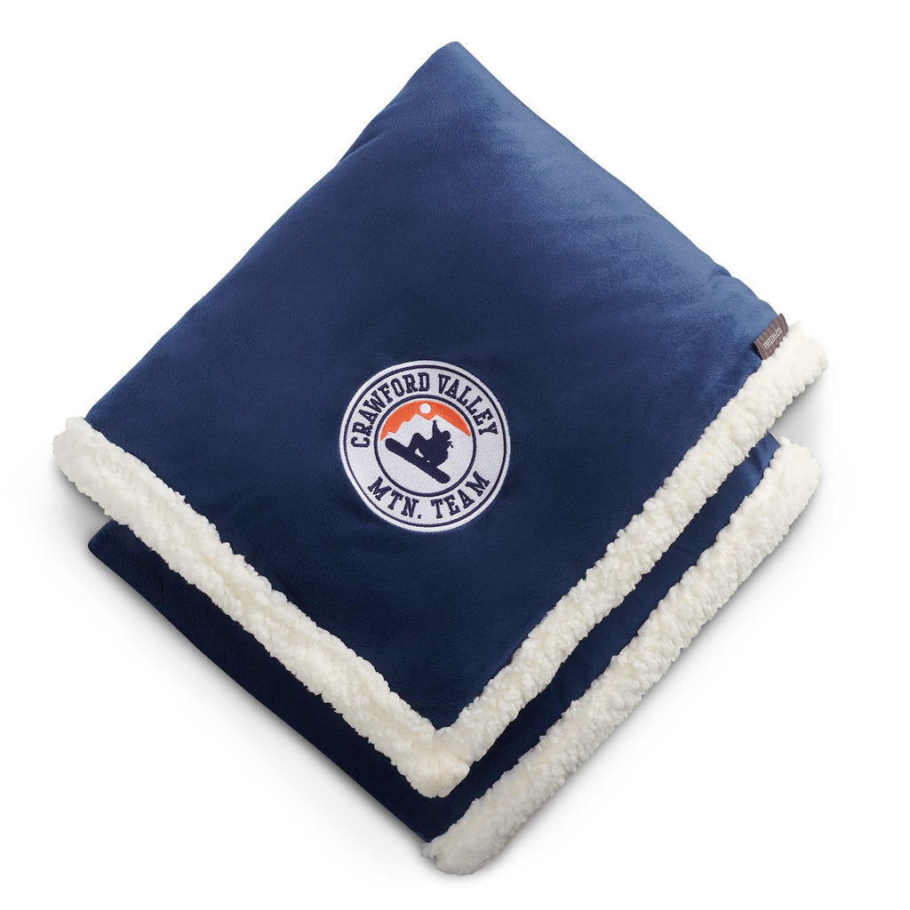 Cambridge Oversized Sherpa Blanket, 72 x 60 Inches Embroidery - Navy - Front 5