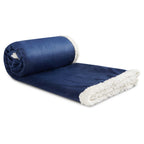 Cambridge Oversized Sherpa Blanket, 72 x 60 Inches Embroidery - Navy - Left Angle