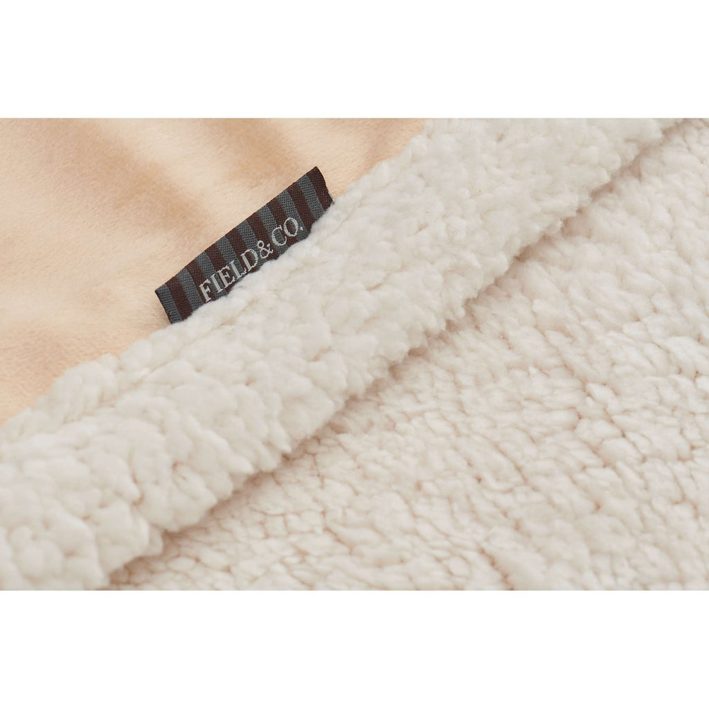 Cambridge Oversized Sherpa Blanket, 72 x 60 Inches Embroidery - Tan - Detail