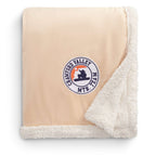 Cambridge Oversized Sherpa Blanket, 72 x 60 Inches Embroidery - Tan - Front 3