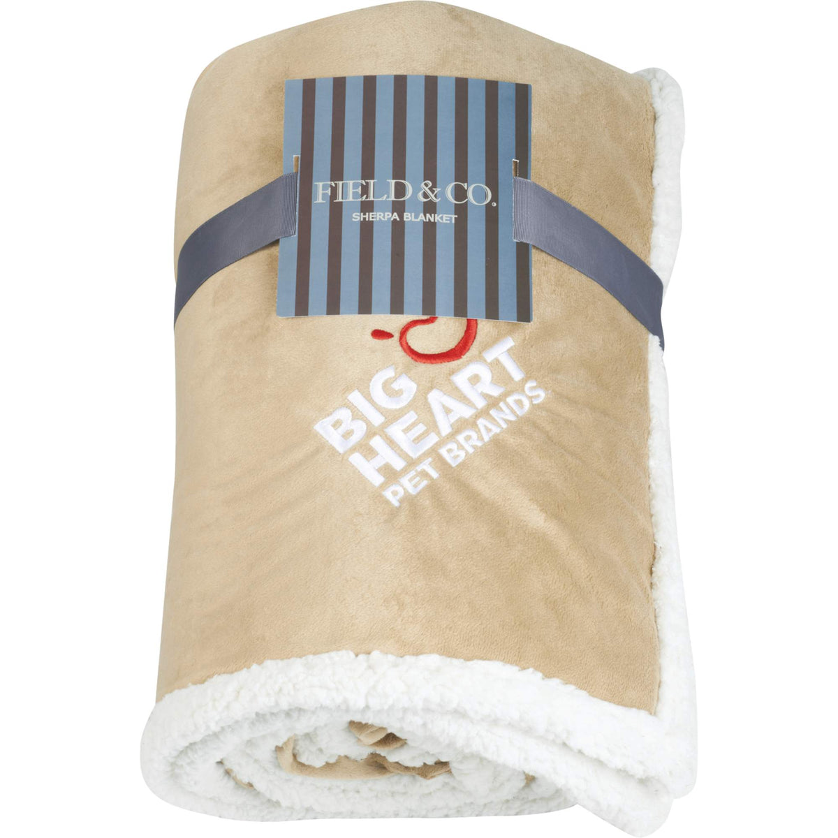 Cambridge Oversized Sherpa Blanket, 72 x 60 Inches Embroidery - Tan - Photo 2
