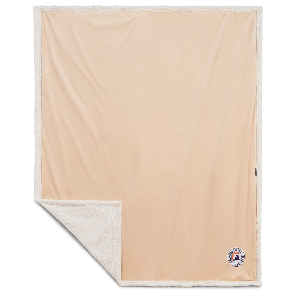 Cambridge Oversized Sherpa Blanket, 72 x 60 Inches Embroidery - Tan - Photo 3