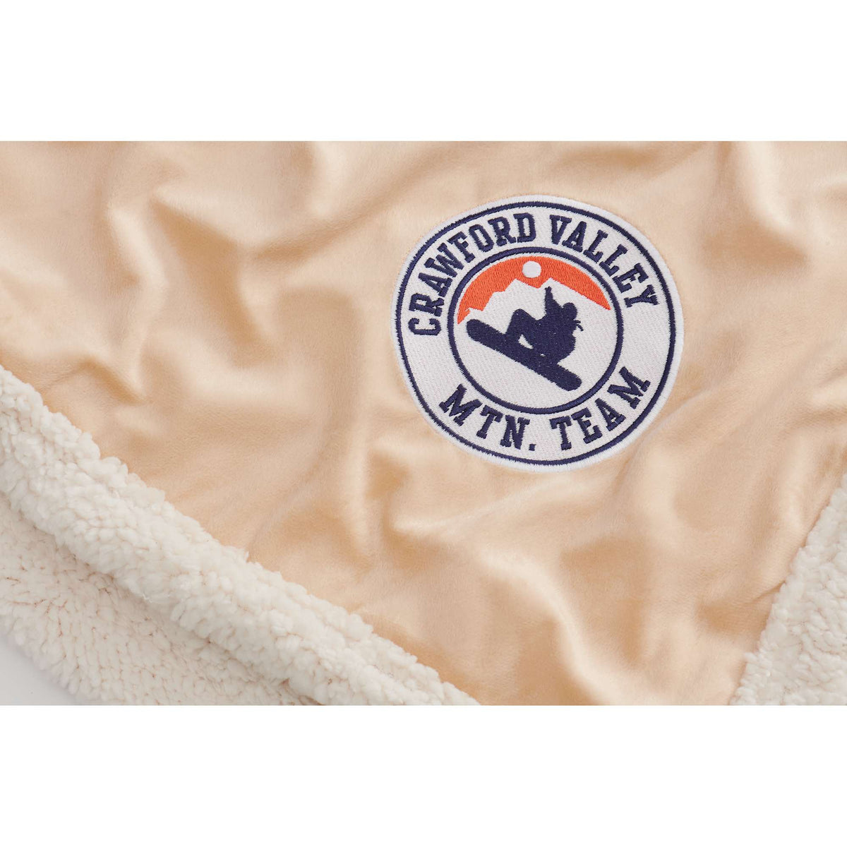 Cambridge Oversized Sherpa Blanket, 72 x 60 Inches Embroidery - Tan - Photo