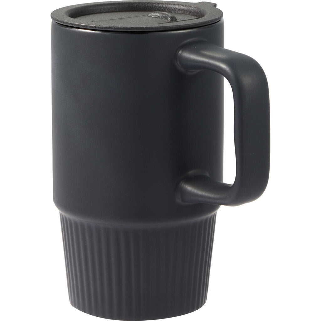 Camden Ceramic Mug with Slide Lid, 13 oz - Black - Left Angle