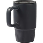 Camden Ceramic Mug with Slide Lid, 13 oz - Black - Right Angle 2