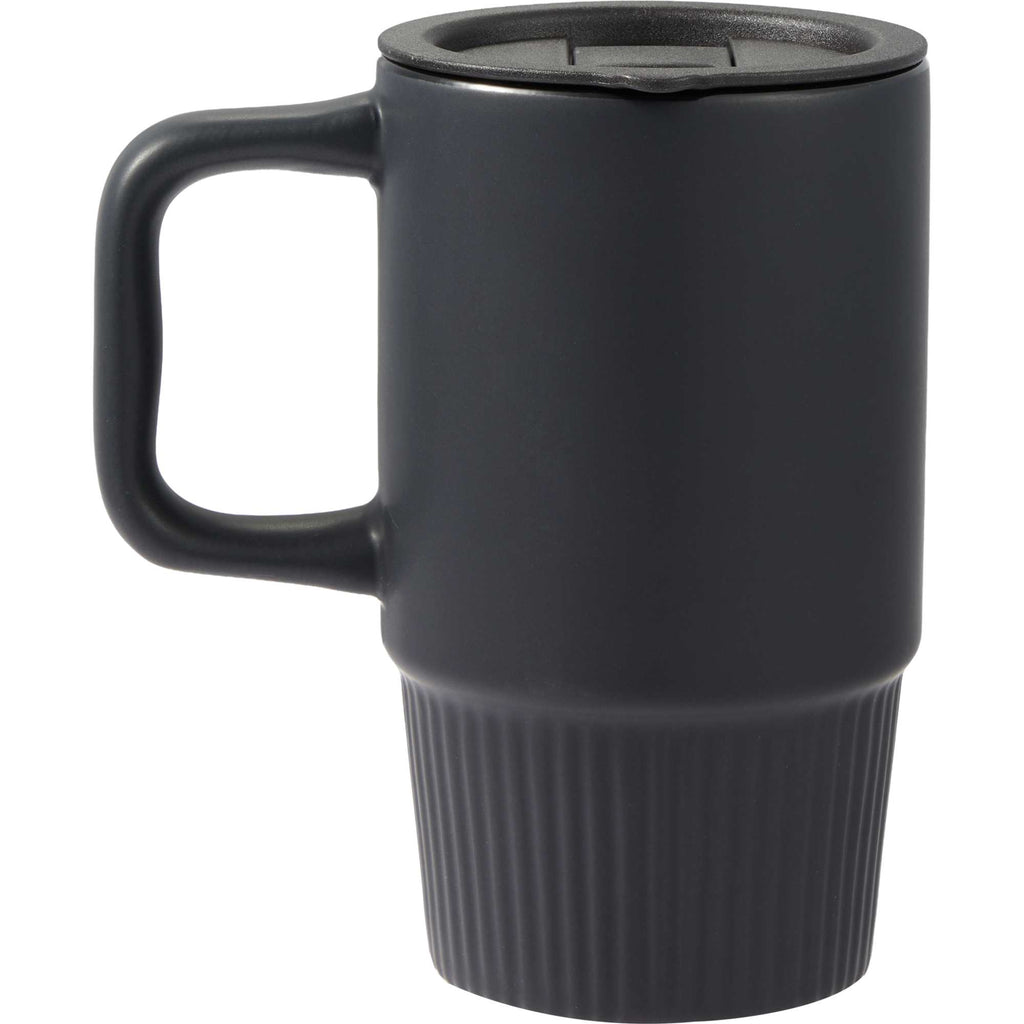 Camden Ceramic Mug with Slide Lid, 13 oz Laser Engraving - Black - Back