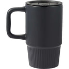 Camden Ceramic Mug with Slide Lid, 13 oz Laser Engraving - Black - Back