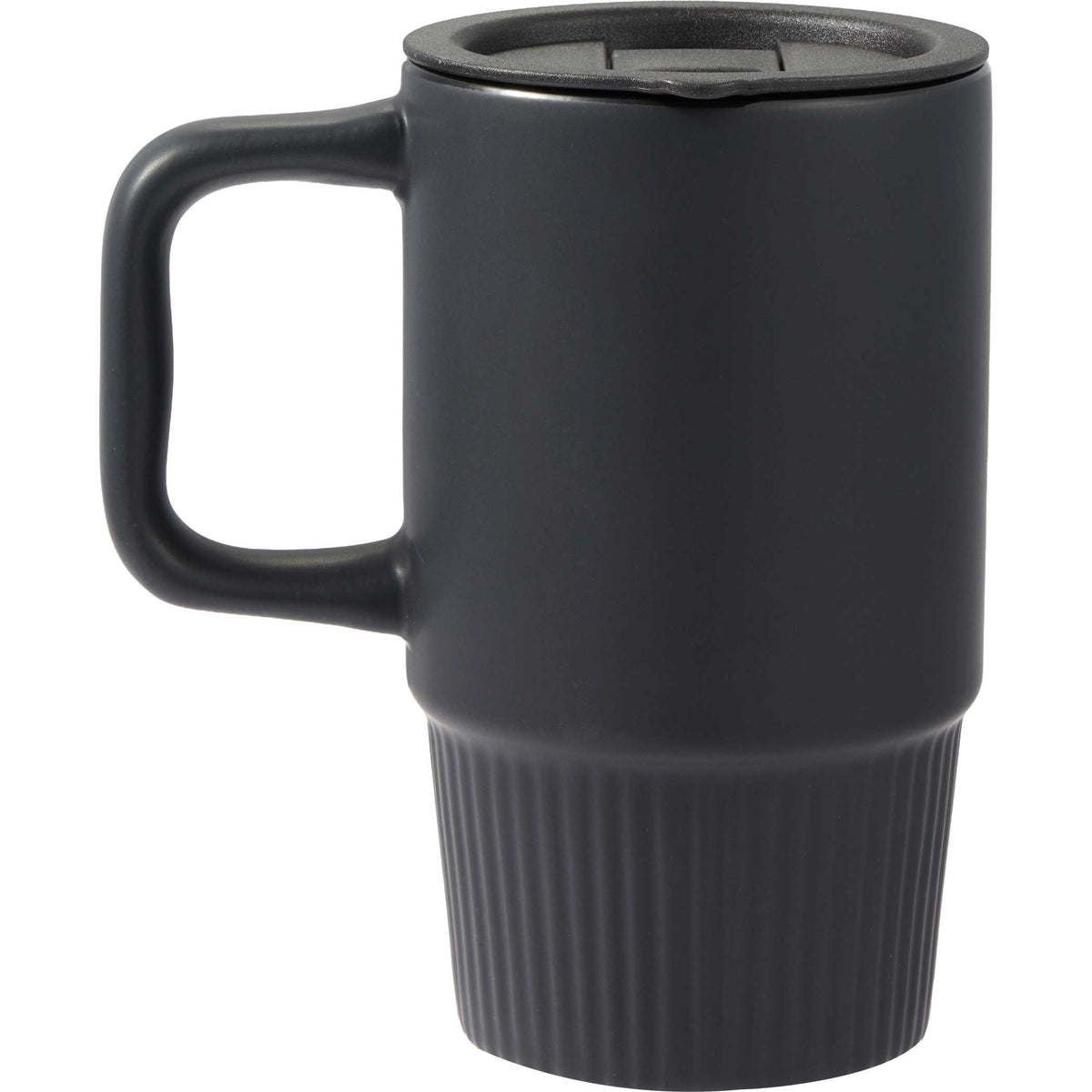 Camden Ceramic Mug with Slide Lid, 13 oz Laser Engraving - Black - Back