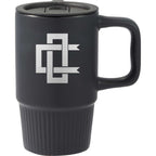 Camden Ceramic Mug with Slide Lid, 13 oz Laser Engraving - Black - Front