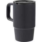 Camden Ceramic Mug with Slide Lid, 13 oz Laser Engraving - Black - Left Angle 2