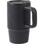Camden Ceramic Mug with Slide Lid, 13 oz Laser Engraving - Black - Left Angle