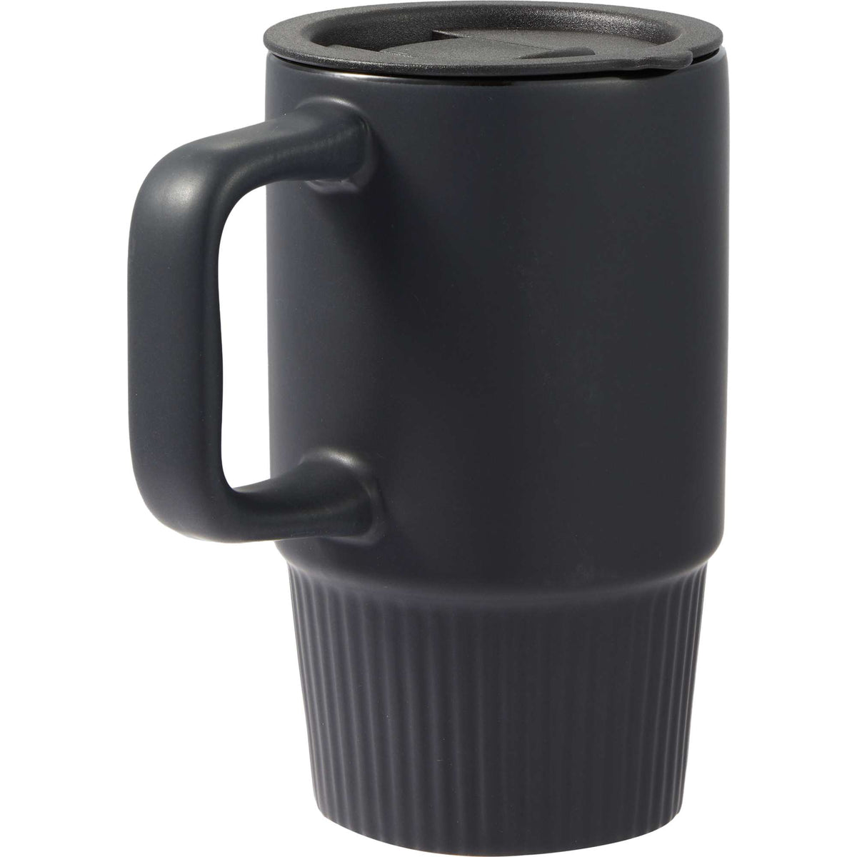 Camden Ceramic Mug with Slide Lid, 13 oz Laser Engraving - Black - Right Angle 2