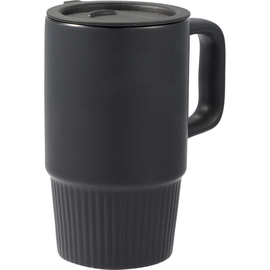 Camden Ceramic Mug with Slide Lid, 13 oz Laser Engraving - Black - Right Angle
