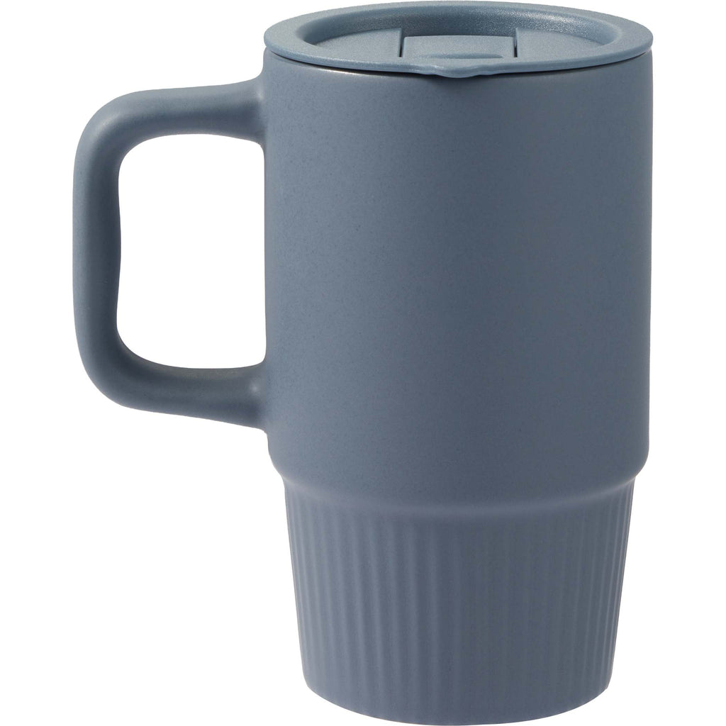 Camden Ceramic Mug with Slide Lid, 13 oz Laser Engraving - Navy - Back