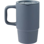 Camden Ceramic Mug with Slide Lid, 13 oz Laser Engraving - Navy - Back
