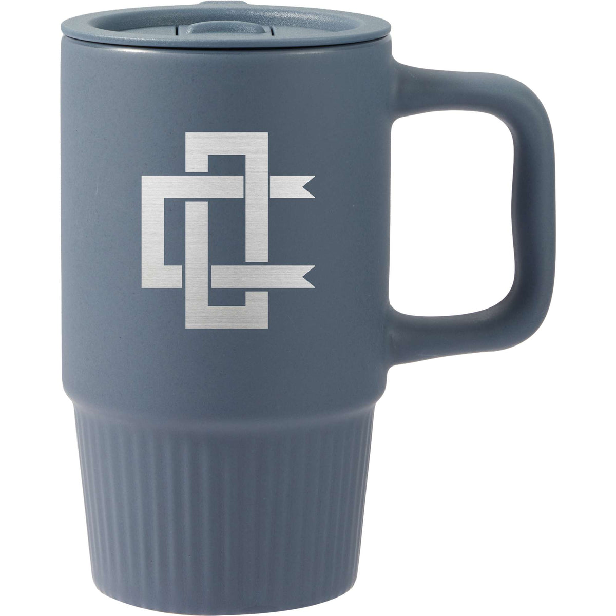 Camden Ceramic Mug with Slide Lid, 13 oz Laser Engraving - Navy - Front