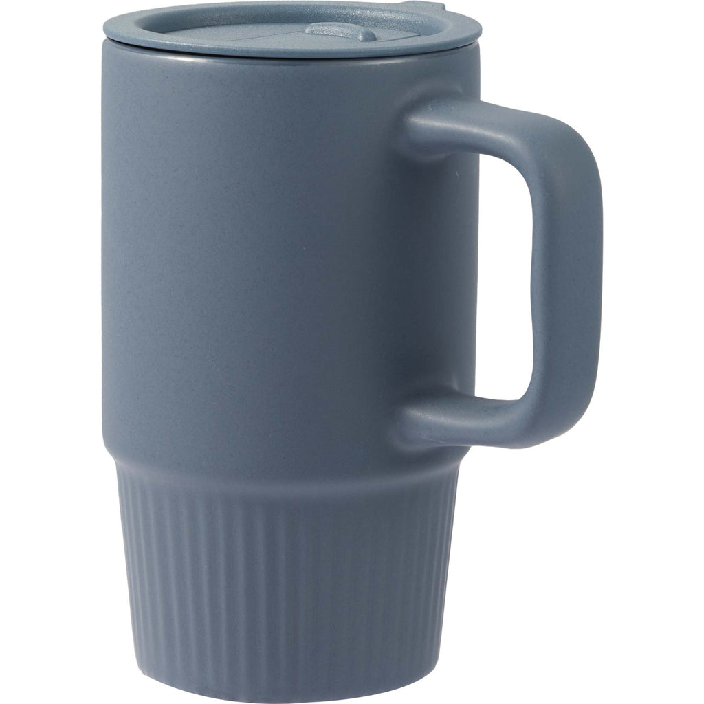 Camden Ceramic Mug with Slide Lid, 13 oz Laser Engraving - Navy - Left Angle