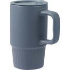 Camden Ceramic Mug with Slide Lid, 13 oz Laser Engraving - Navy - Left Angle