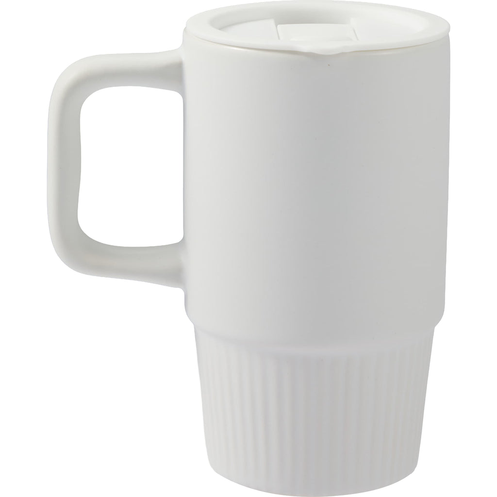 Camden Ceramic Mug with Slide Lid, 13 oz Laser Engraving - White - Back