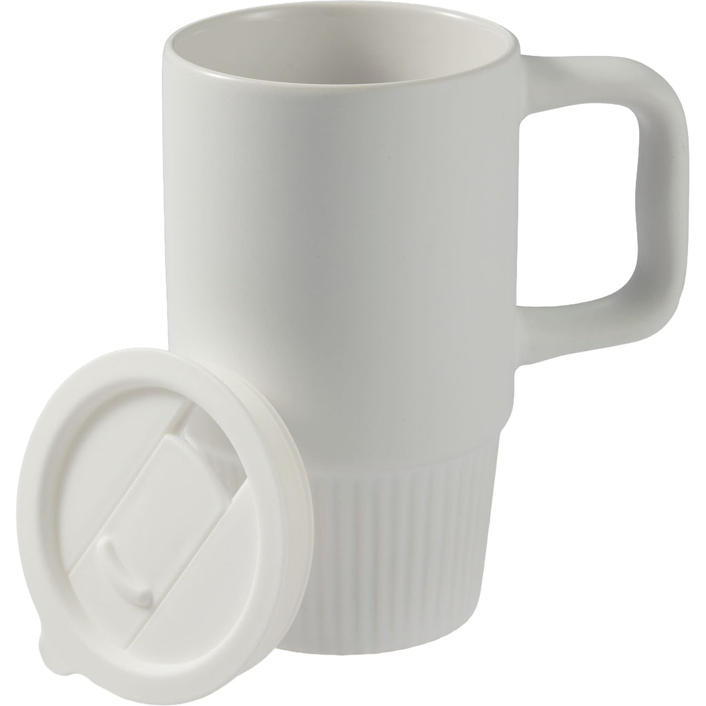 Camden Ceramic Mug with Slide Lid, 13 oz Laser Engraving - White - Front 2