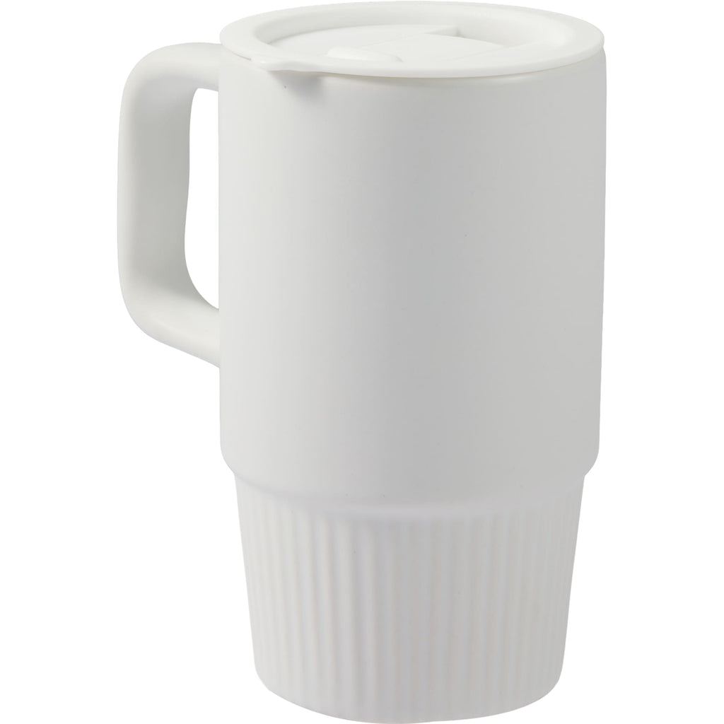 Camden Ceramic Mug with Slide Lid, 13 oz Laser Engraving - White - Left Angle 2