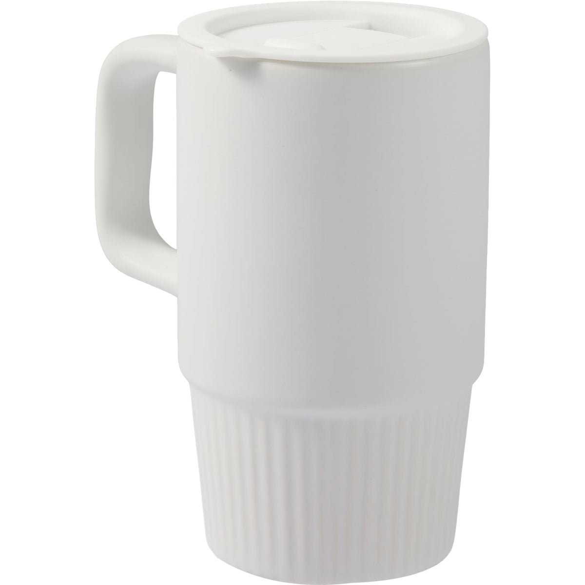 Camden Ceramic Mug with Slide Lid, 13 oz Laser Engraving - White - Left Angle 2