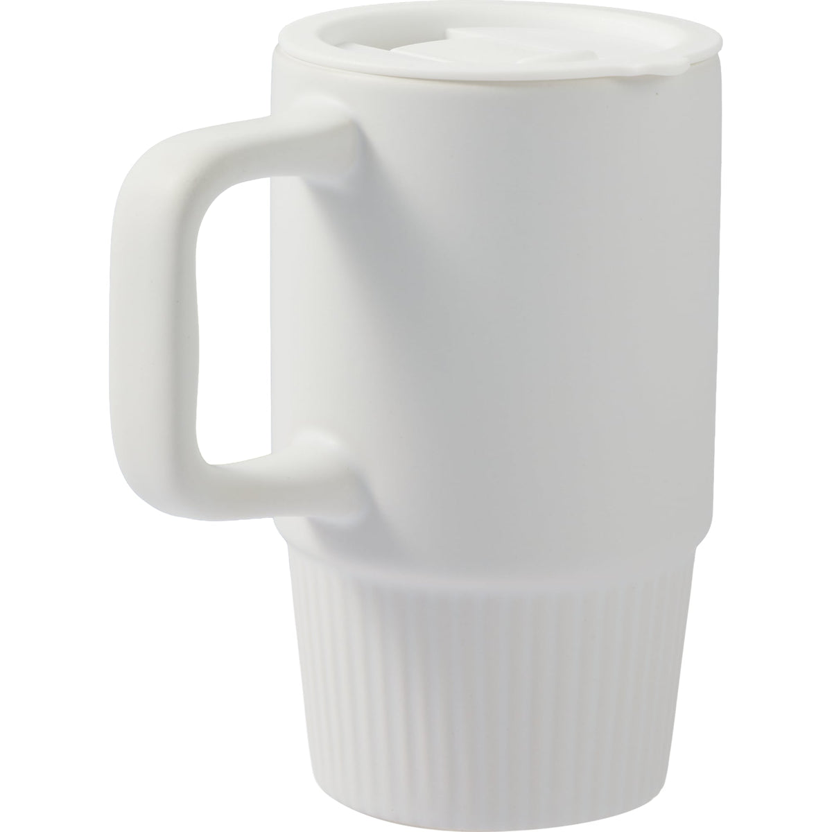 Camden Ceramic Mug with Slide Lid, 13 oz Laser Engraving - White - Right Angle 2