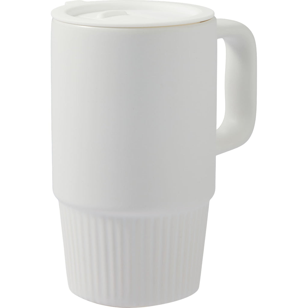 Camden Ceramic Mug with Slide Lid, 13 oz Laser Engraving - White - Right Angle