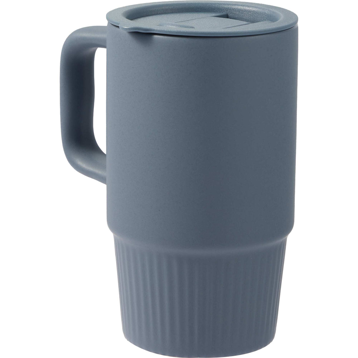Camden Ceramic Mug with Slide Lid, 13 oz - Navy - Left Angle 2