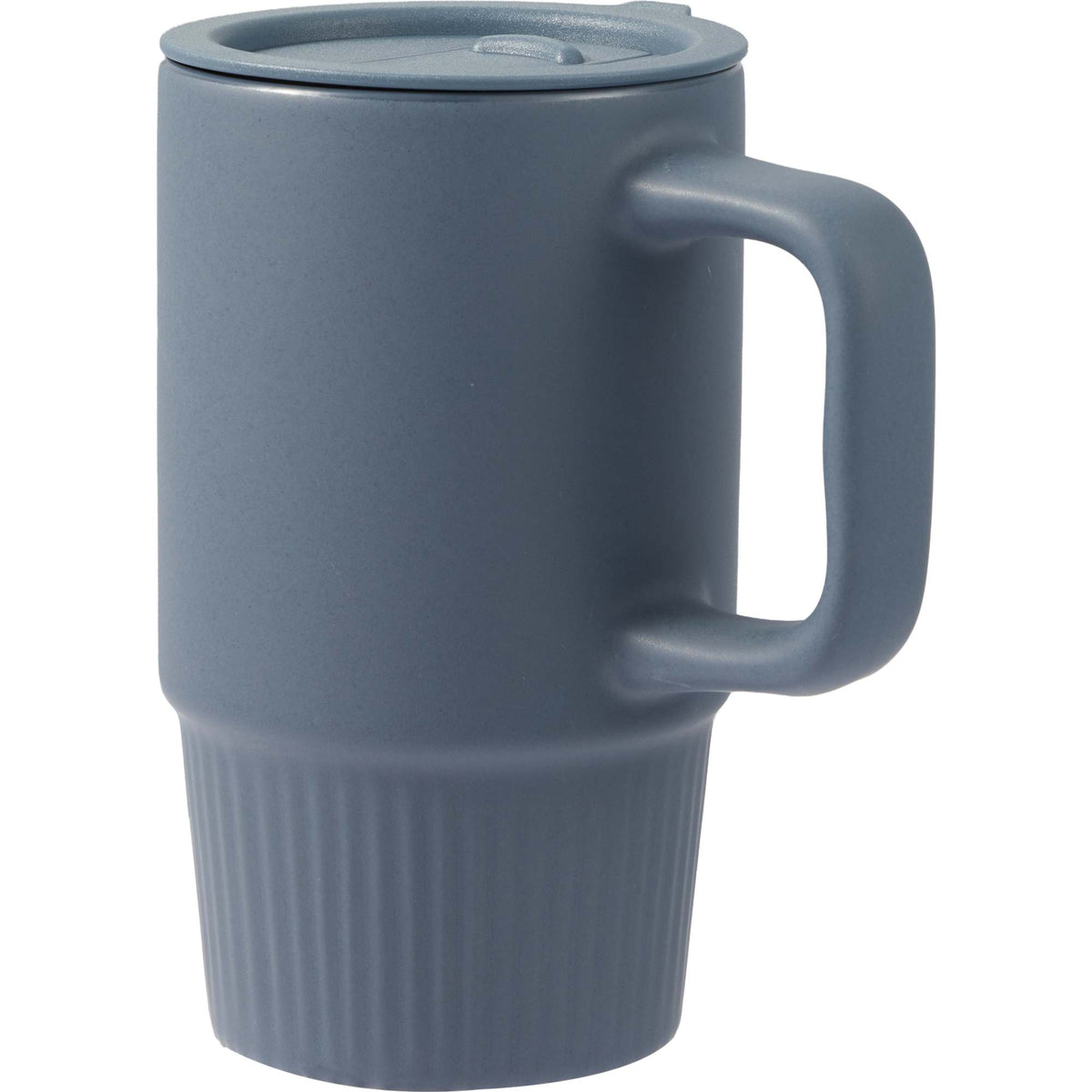 Camden Ceramic Mug with Slide Lid, 13 oz - Navy - Left Angle