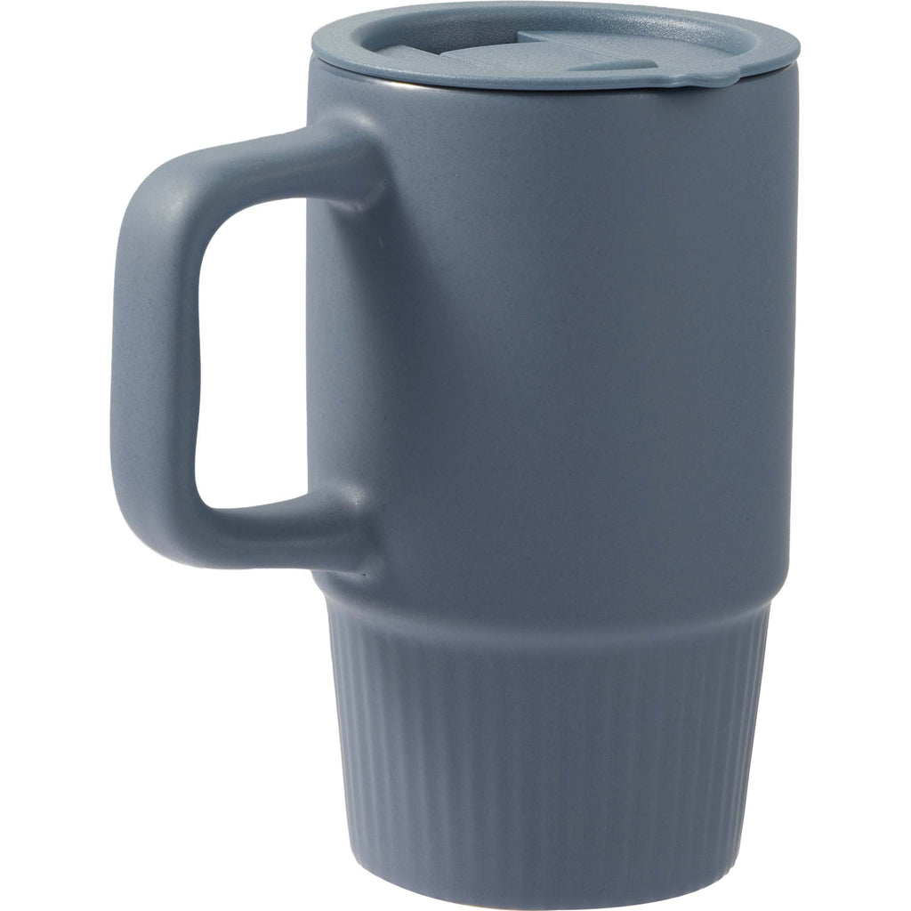 Camden Ceramic Mug with Slide Lid, 13 oz - Navy - Right Angle 2