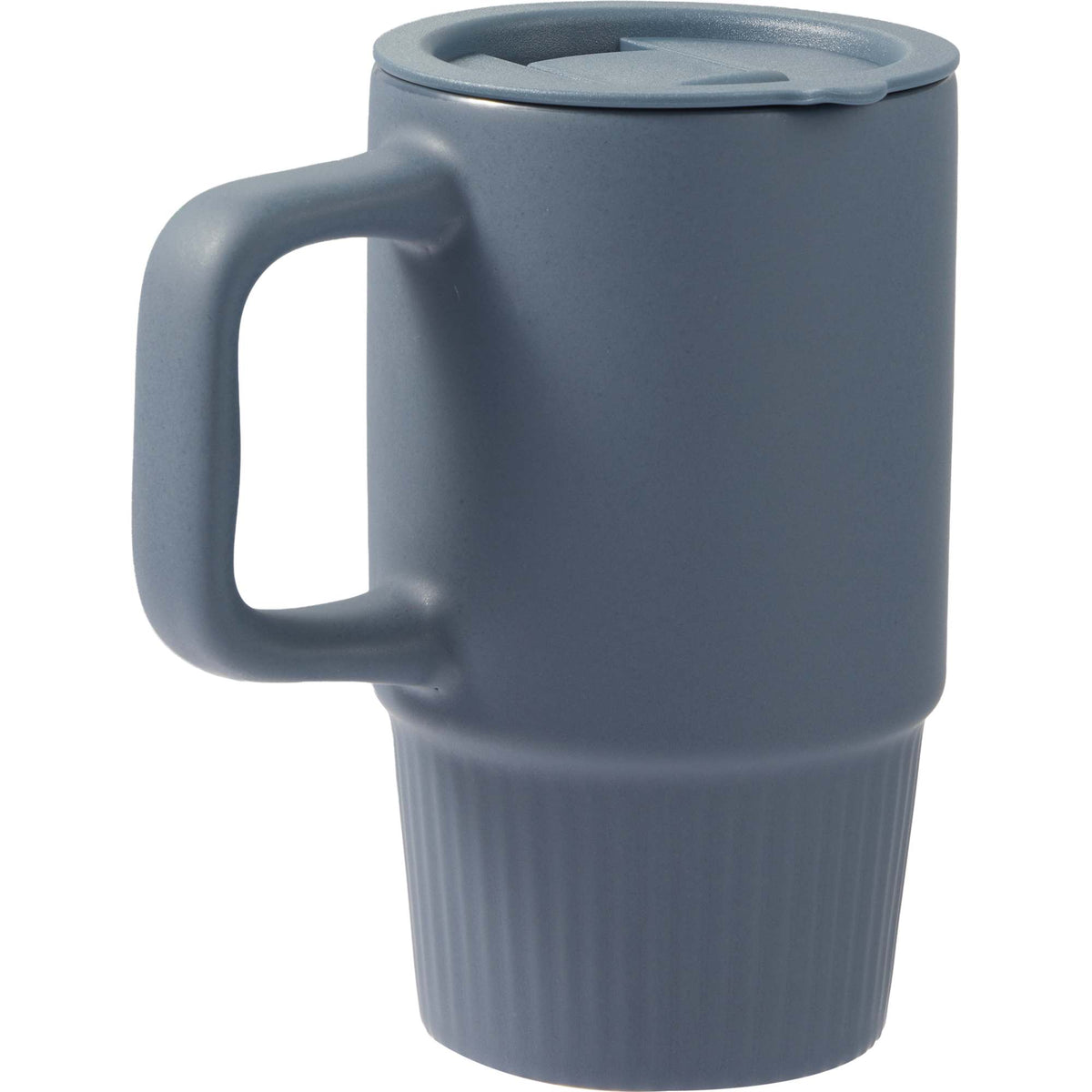 Camden Ceramic Mug with Slide Lid, 13 oz - Navy - Right Angle 2