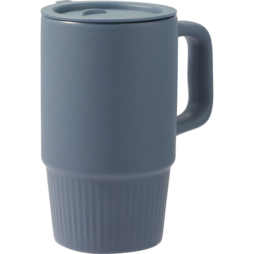Camden Ceramic Mug with Slide Lid, 13 oz - Navy - Right Angle