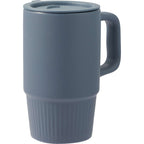 Camden Ceramic Mug with Slide Lid, 13 oz - Navy - Right Angle