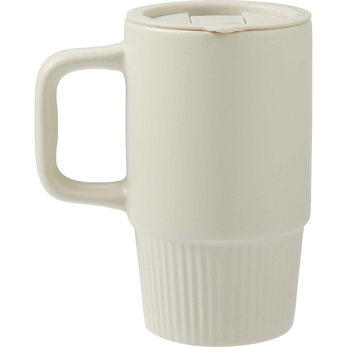 Camden Ceramic Mug with Slide Lid, 13 oz - Tan - Back