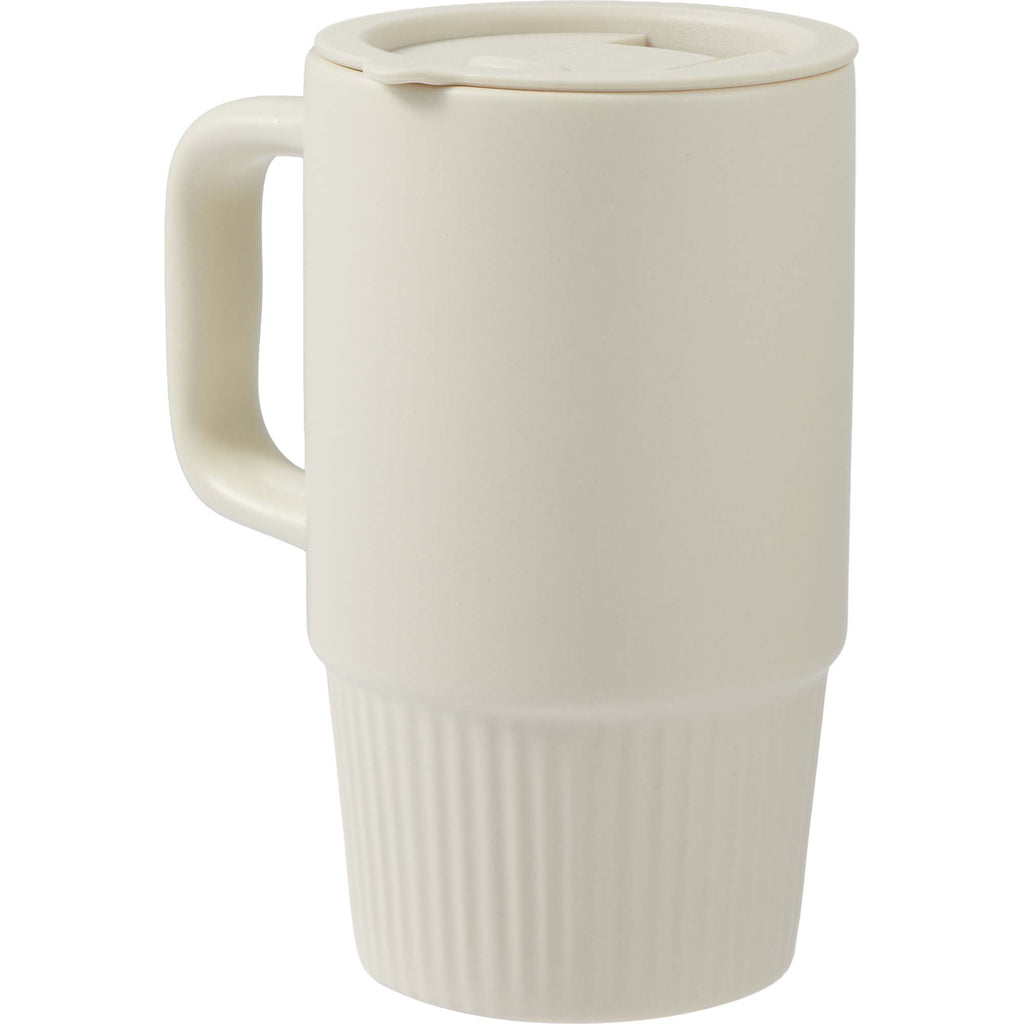 Camden Ceramic Mug with Slide Lid, 13 oz - Tan - Left Angle 2