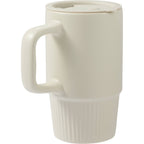 Camden Ceramic Mug with Slide Lid, 13 oz - Tan - Right Angle 2