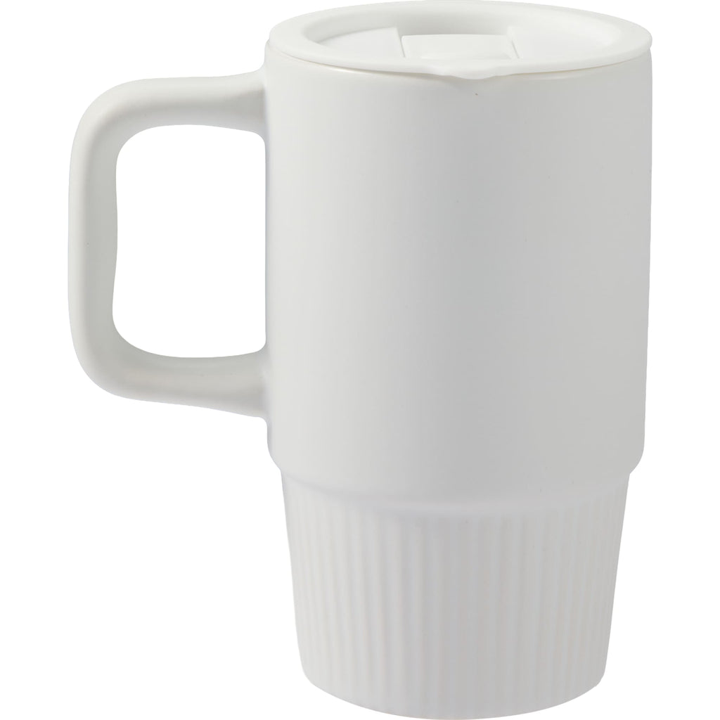 Camden Ceramic Mug with Slide Lid, 13 oz - White - Back