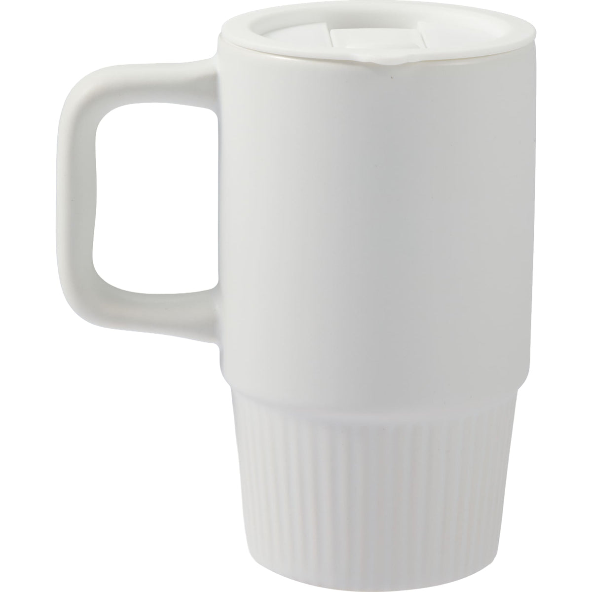 Camden Ceramic Mug with Slide Lid, 13 oz - White - Back